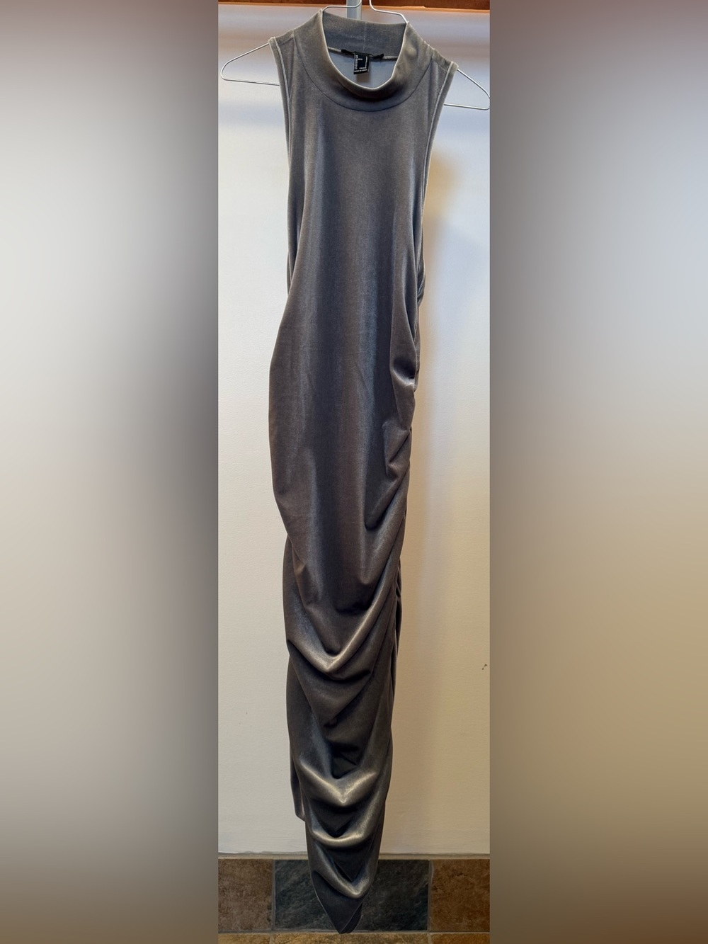 Forever 21 Gray Sleeveless Draped Maxi Dress